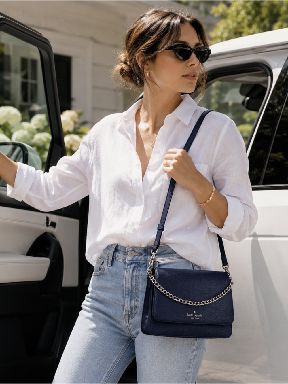 Kate Spade Madison Chain Crossbody Navy Saffiano Leather NWT